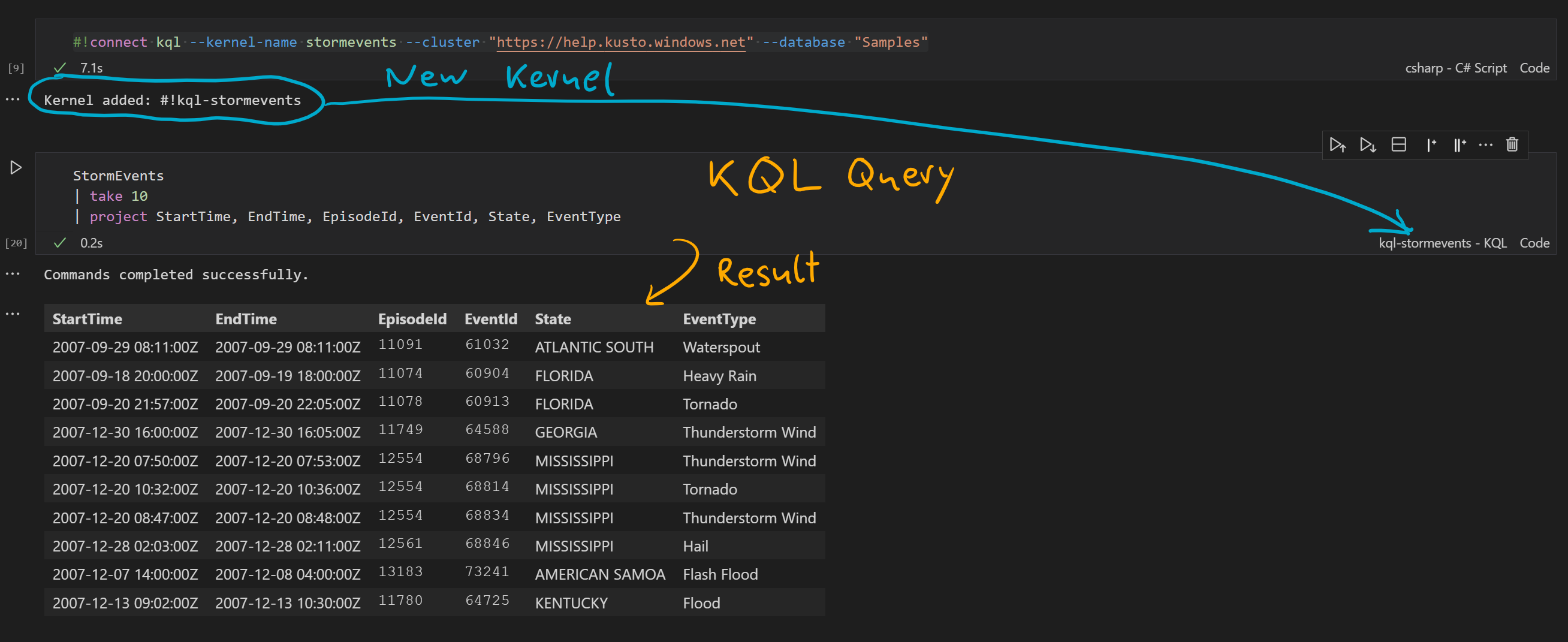 Polyglot Notebook Connections and Query